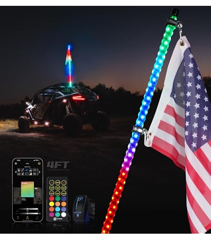 Amazon.com: Xprite 2PC 4FT Spiral RGB LED Whip Light with Built-in